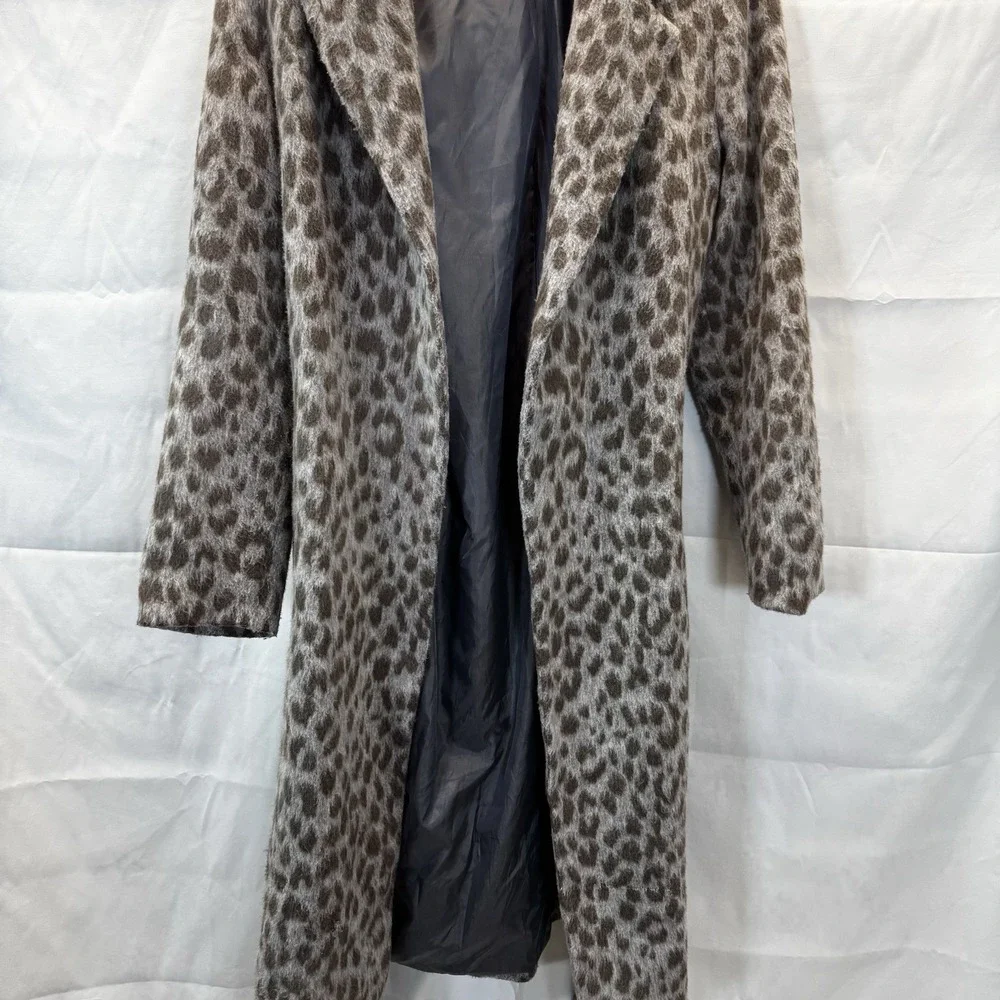 Faux Leopard Cheetah Print‎ Coat Soft Oversized Womens Med. Midi Length Old Navy